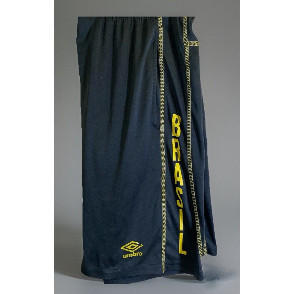 Umbro Brazil Soccer Shorts Mens XL Black  9” Lightweight Sports Elastic Waist